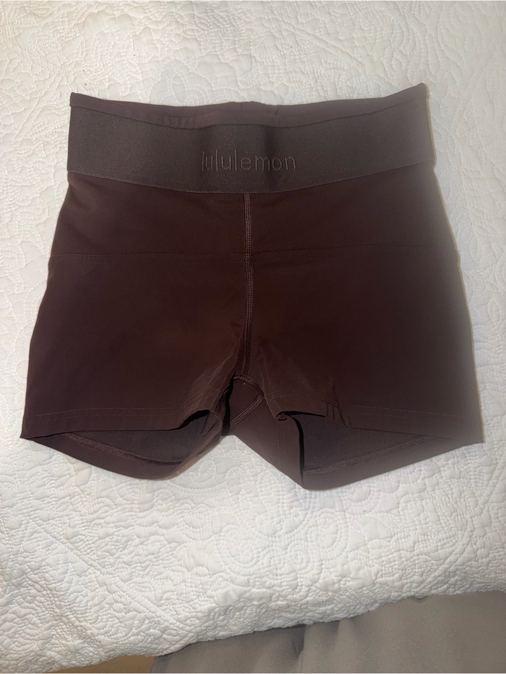 Lululemon spellout brown biker shorts